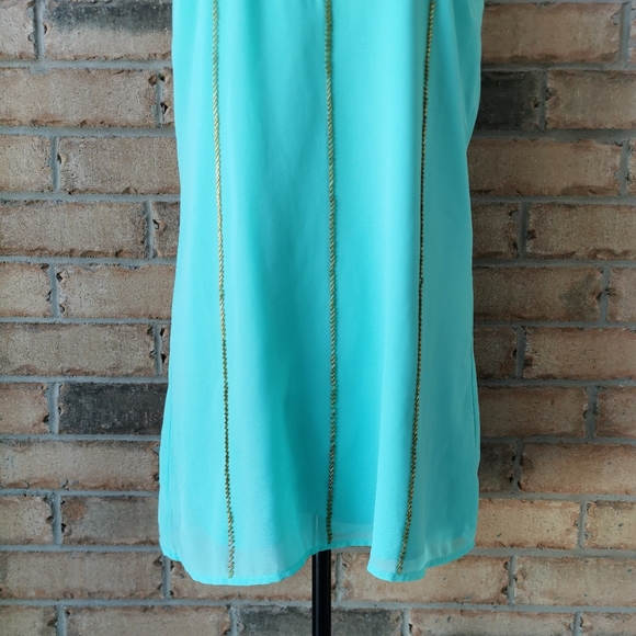 Ark & Co. aqua blue green beaded flapper dress - Picture 2 of 8